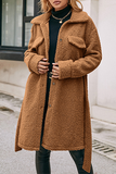 Fashion Elegant Solid Buckle With Belt Turndown Collar Outerwear