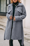 Fashion Elegant Solid Buckle With Belt Turndown Collar Outerwear
