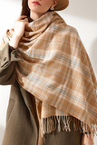 Fashion Casual Plaid Tassel Split Joint Scarf