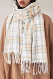 Fashion Casual Plaid Tassel Split Joint Scarf
