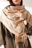 Fashion Casual Plaid Tassel Split Joint Scarf