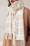 Fashion Casual Plaid Tassel Split Joint Scarf