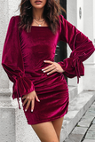 Fashion Elegant Solid Split Joint Fold Square Collar Dresses