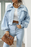 Fashion Casual Solid Pocket Buckle Turndown Collar Outerwear（5 colors）