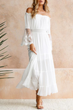 Fashion Elegant Solid Lace Split Joint Off the Shoulder A Line Dresses