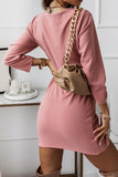 Fashion Elegant Split Joint Fold V Neck Pencil Skirt Dresses(4 Colors)