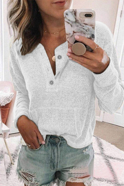 Fashion Casual Solid Solid Color V Neck Tops(7 Colors)