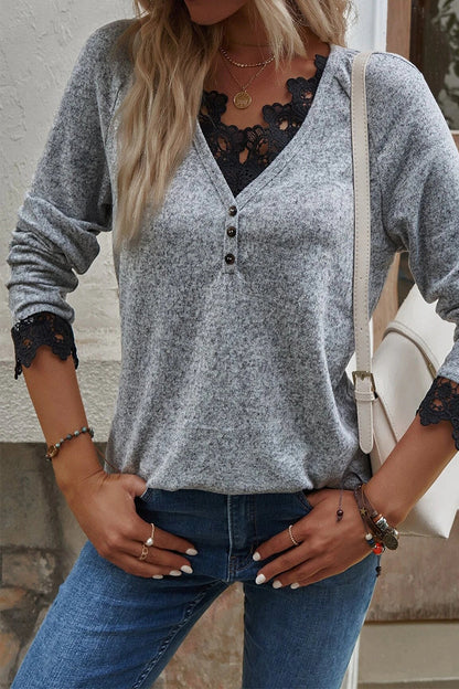 Fashion Casual Solid Pullovers V Neck Tops