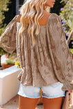 Fashion Elegant Print Patchwork Square Collar Tops(3 Colors)