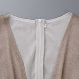 Fashion Elegant Solid Patchwork Fold V Neck Evening Dress Dresses(2 Colors)