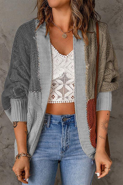 Fashion Casual Color Block Contrast Cardigans(8 Colors)