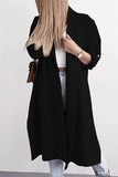 Fashion Elegant Solid Slit Turndown Collar Outerwear