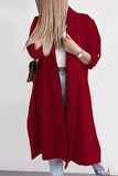 Fashion Elegant Solid Slit Turndown Collar Outerwear