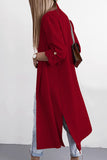 Fashion Elegant Solid Slit Turndown Collar Outerwear