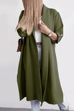 Fashion Elegant Solid Slit Turndown Collar Outerwear
