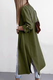 Fashion Elegant Solid Slit Turndown Collar Outerwear