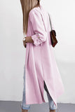 Fashion Elegant Solid Slit Turndown Collar Outerwear