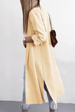 Fashion Elegant Solid Slit Turndown Collar Outerwear