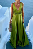 Elegant Vacation Solid Solid Color V Neck A Line Dresses(3 Colors)