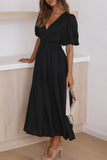 Elegant Solid V Neck A Line Dresses(4 Colors)
