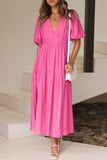 Elegant Solid V Neck A Line Dresses(4 Colors)