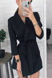 Vlovelaw Solid Color Long Sleeve Suit Collar Mini Dresses(4 Colors)