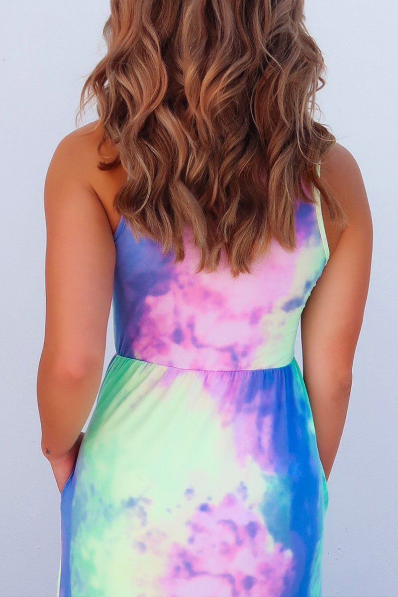 Vlovelaw Tie-dye Printed Multicolor Maxi Dress