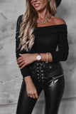 Vlovelaw Solid Color Sexy Strapless Long Sleeves Tops