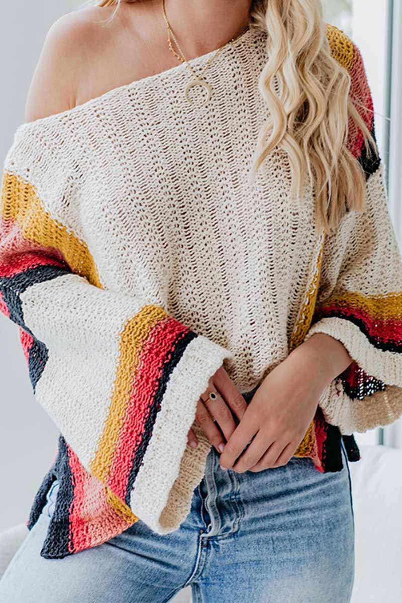 Vlovelaw Stitched Knitted Rainbow Sweater