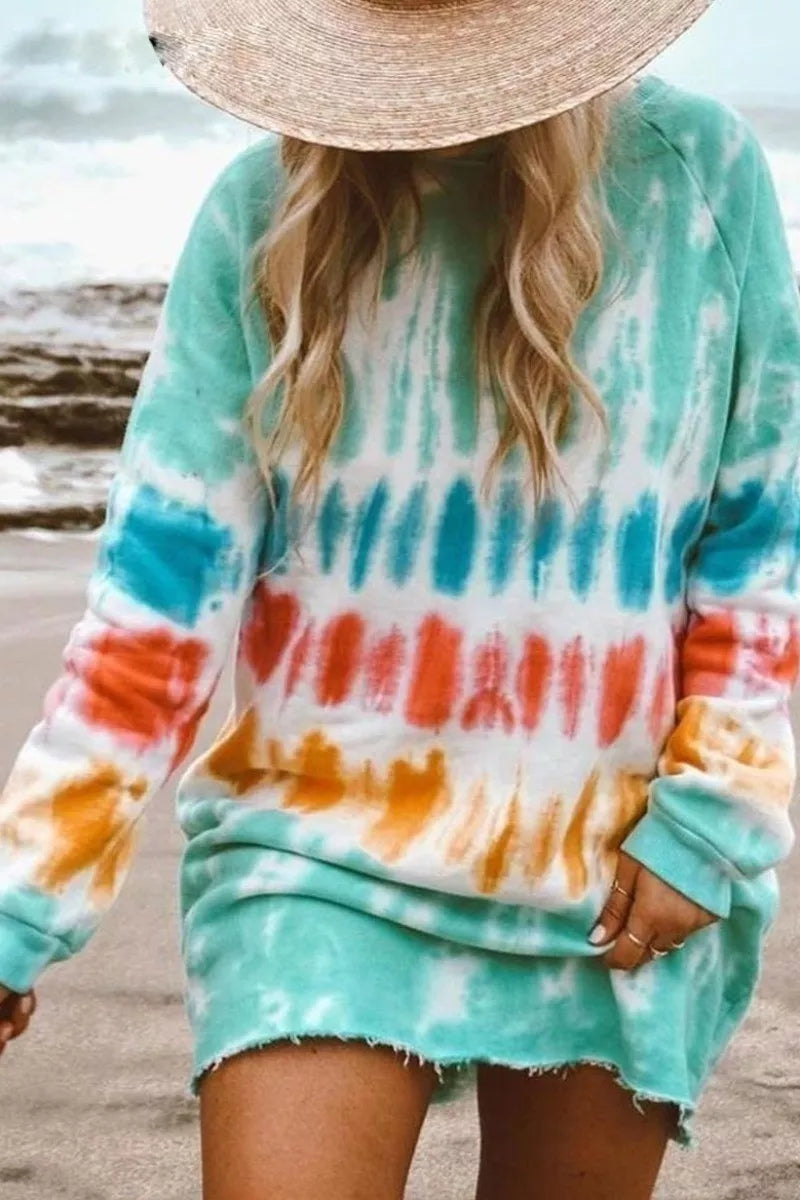 Vlovelaw Tie-dye Blue Mini Dress(4 Colors)