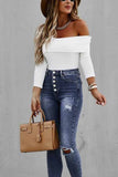 Vlovelaw Solid Color Sexy Strapless Long Sleeves Tops
