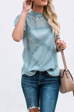 Vlovelaw Summer Geometric Stitching Lace Short Sleeves Tops (6 Colors)