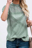 Vlovelaw Summer Geometric Stitching Lace Short Sleeves Tops (6 Colors)