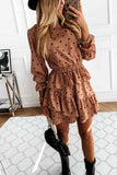 Vlovelaw Thin Irregular Lotus Leaf Dot Printing Mini Dress