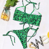 Vlovelaw Split Leopard Bikini Swimsuit(2 colors)