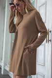 Vlovelaw Solid Color Round Neck Dress(4 Colors)