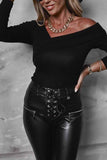 Vlovelaw Solid Color Sexy Strapless Long Sleeves Tops