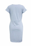 Vlovelaw Striped Knot Design Grey Midi Dress(5 Colors)