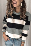 Vlovelaw Striped O-Neck Contrast Sweater(3 Colors)