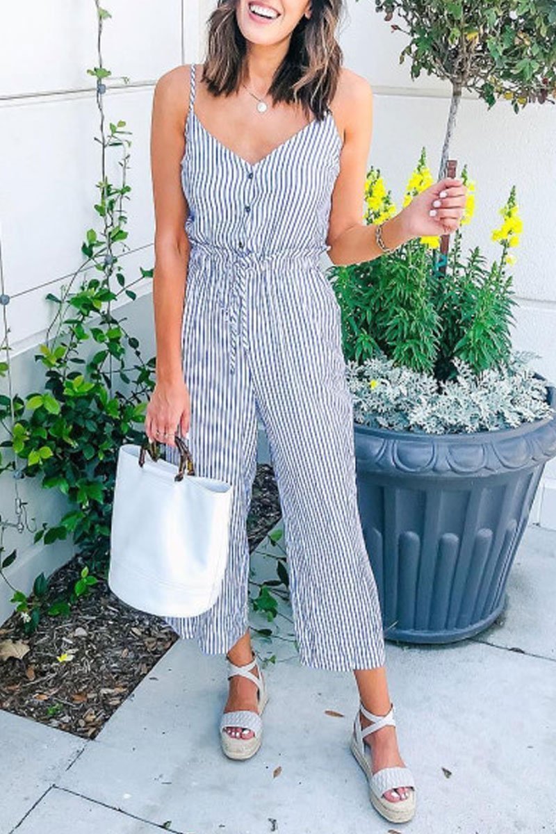 Vlovelaw Striped Printed One-piece Jumpsuit