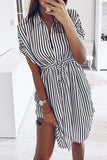 Vlovelaw Striped Drawstring Lace-Up Dress